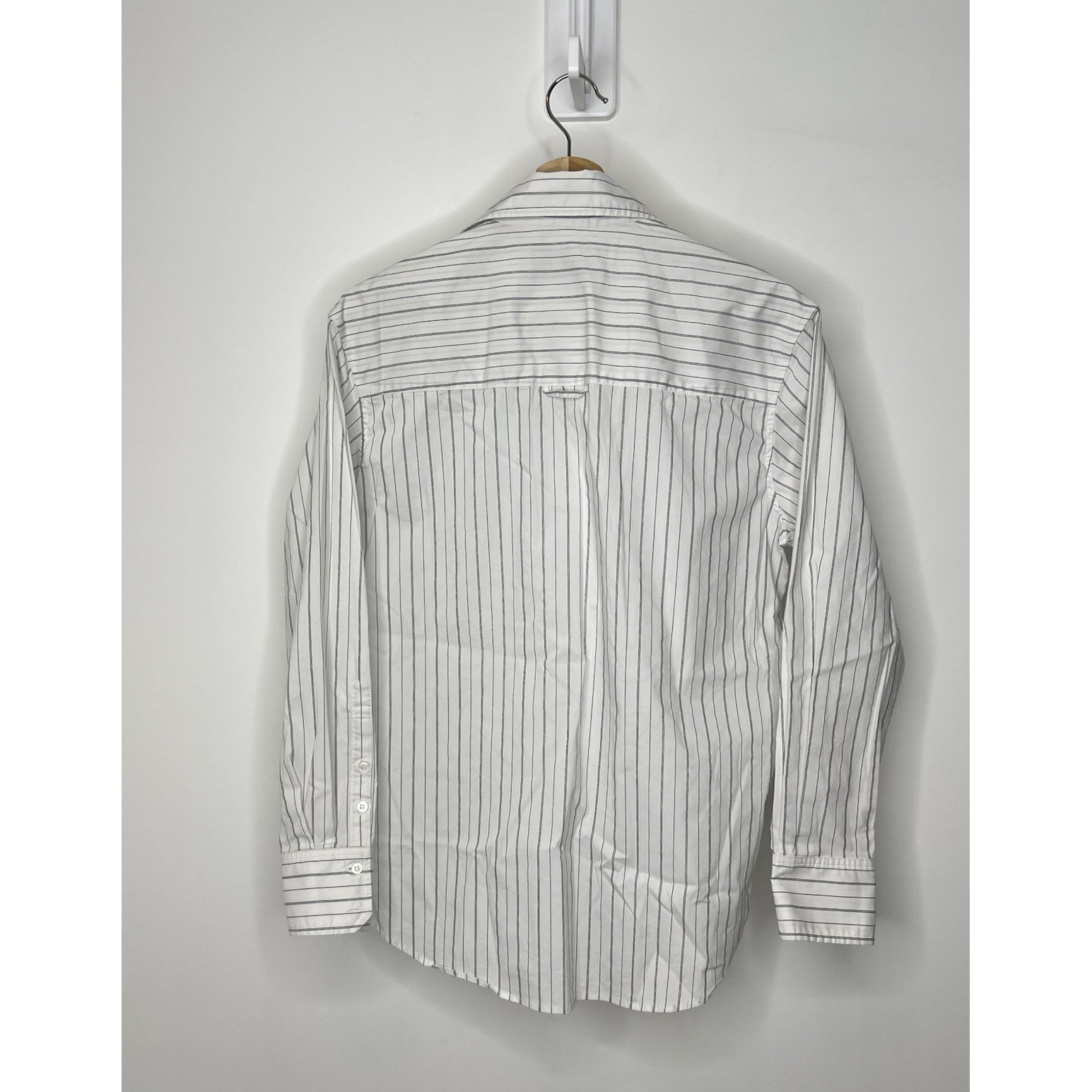 Brochu Walker Essential Shirt Womens Small White Oxford Black Pinstriped Jcp388 — image 2 of 8